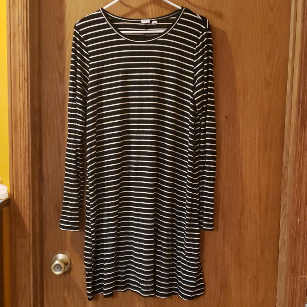 Black and white striped dress, size large